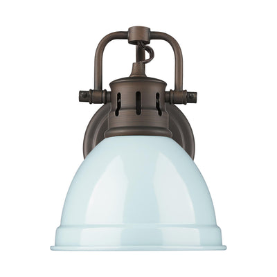 Yep by Golden Lighting Duncan 1-light Vanity in Rubbed Bronze and Seafoam shade - Default Title - Golden Lighting