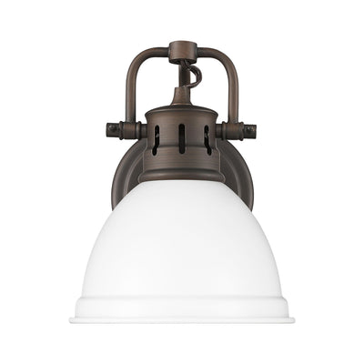 Yep by Golden Lighting Duncan 1-light Vanity in Rubbed Bronze and Matte White shade - Default Title - Golden Lighting