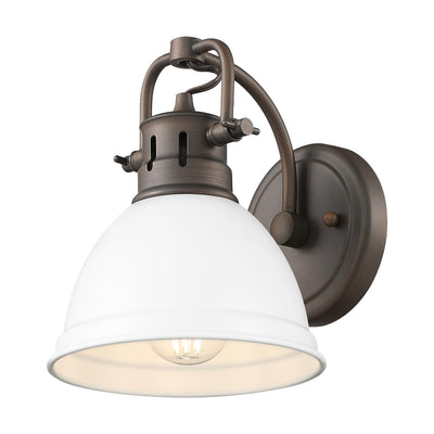 Yep by Golden Lighting Duncan 1-light Vanity in Rubbed Bronze and Matte White shade - - Golden Lighting