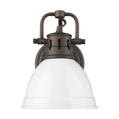 Yep by Golden Lighting Duncan 1-light Vanity in Rubbed Bronze and White shade - Default Title - Golden Lighting