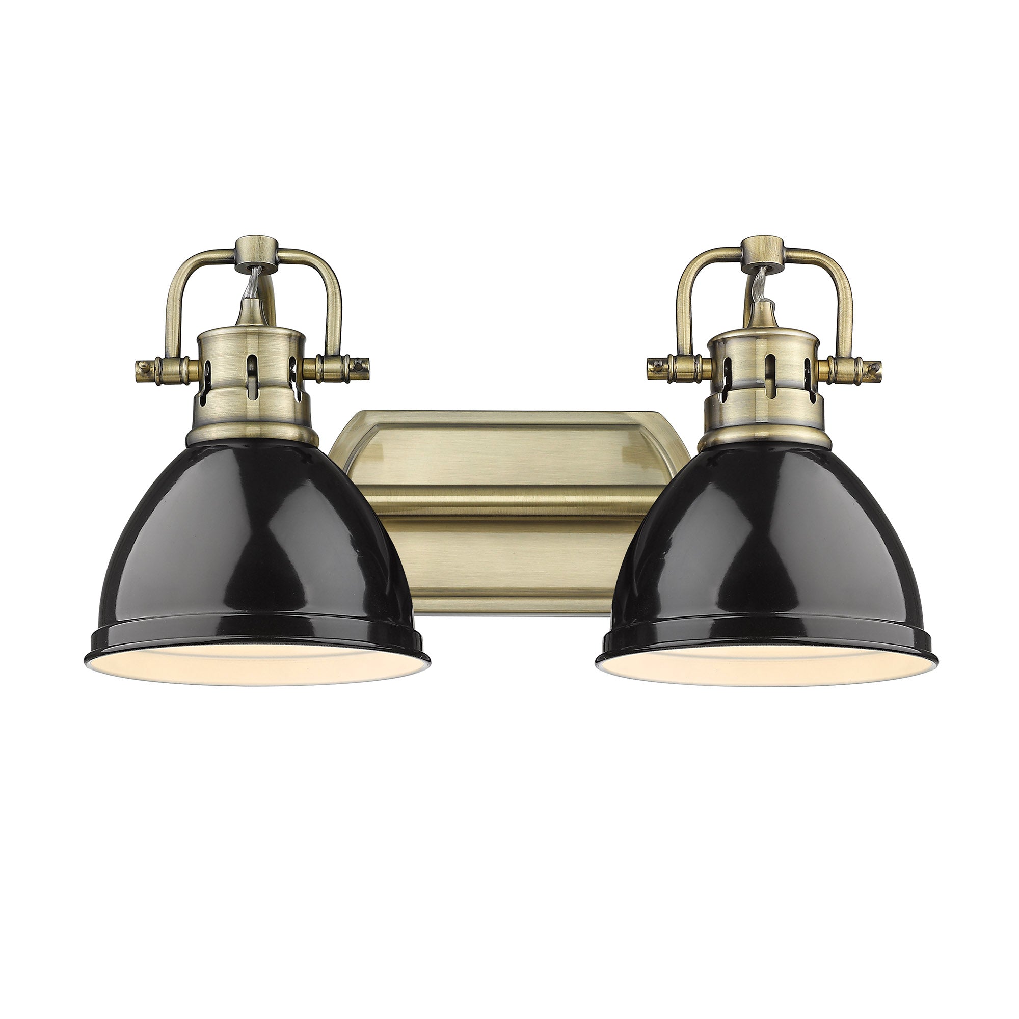 Yep by Golden Lighting Duncan 2-light Vanity in Aged Brass and Black shade - - Golden Lighting