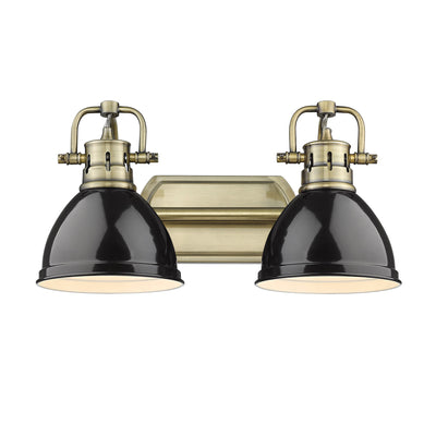 Yep by Golden Lighting Duncan 2-light Vanity in Aged Brass and Black shade - - Golden Lighting