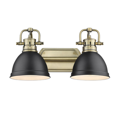 Yep by Golden Lighting Duncan 2-light Vanity in Aged Brass and Matte Black shade - - Golden Lighting