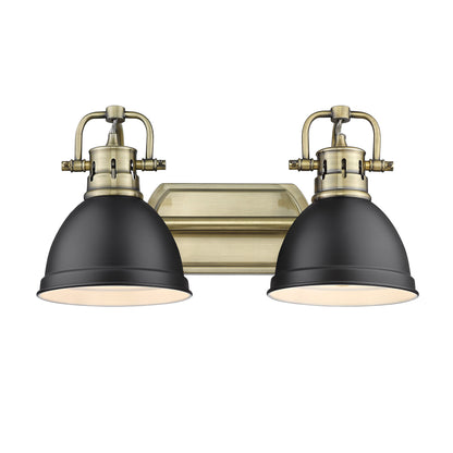 Yep by Golden Lighting Duncan 2-light Vanity in Aged Brass and Matte Black shade - - Golden Lighting
