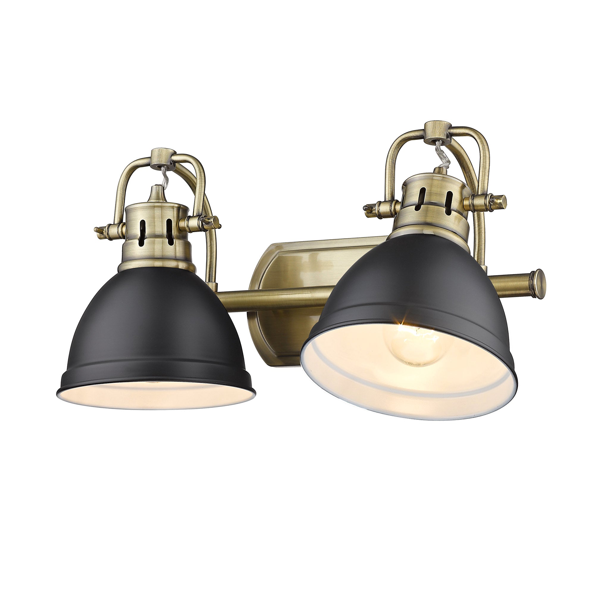Yep by Golden Lighting Duncan 2-light Vanity in Aged Brass and Matte Black shade - - Golden Lighting