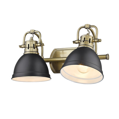 Yep by Golden Lighting Duncan 2-light Vanity in Aged Brass and Matte Black shade - - Golden Lighting