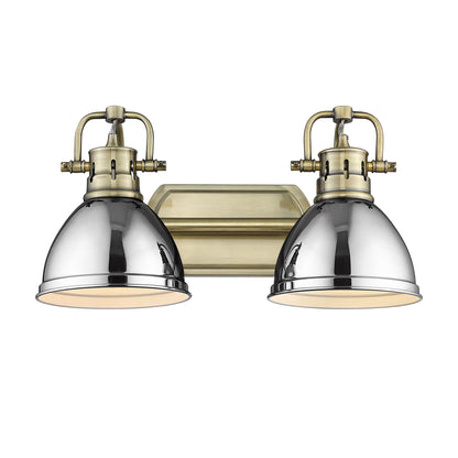 Yep by Golden Lighting Duncan 2-light Vanity in Aged Brass and Chrome shade - - Golden Lighting