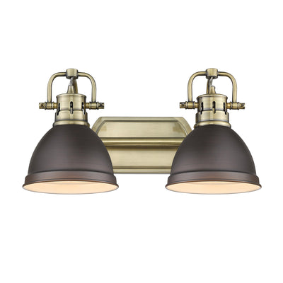Yep by Golden Lighting Duncan 2-light Vanity in Aged Brass and Rubbed Bronze shade - - Golden Lighting