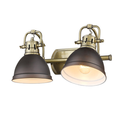 Yep by Golden Lighting Duncan 2-light Vanity in Aged Brass and Rubbed Bronze shade - - Golden Lighting
