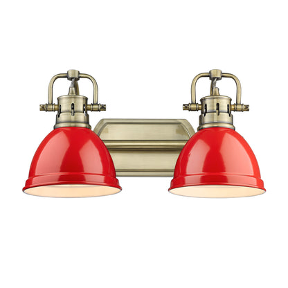 Yep by Golden Lighting Duncan 2-light Vanity in Aged Brass and Red shade - - Golden Lighting