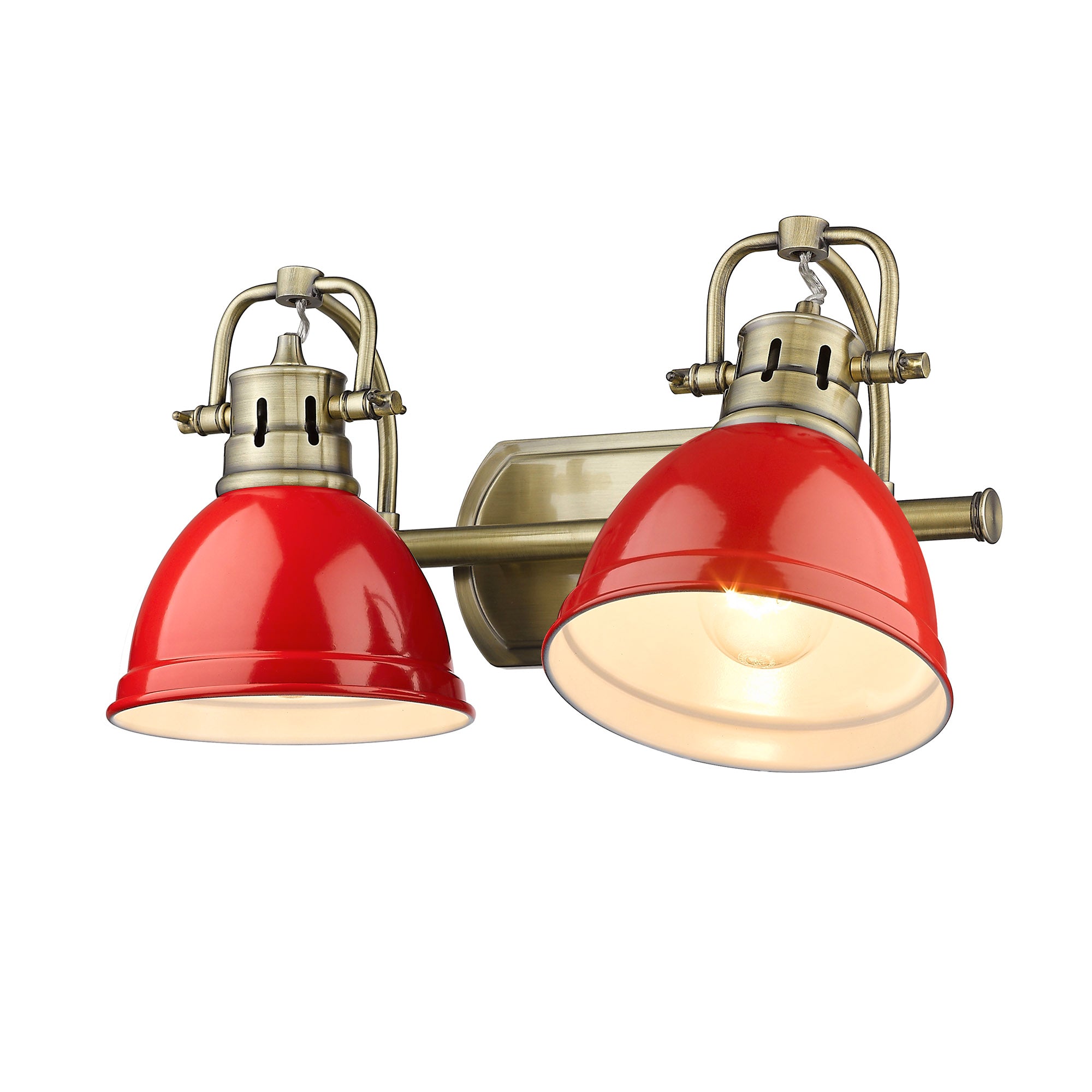 Yep by Golden Lighting Duncan 2-light Vanity in Aged Brass and Red shade - - Golden Lighting