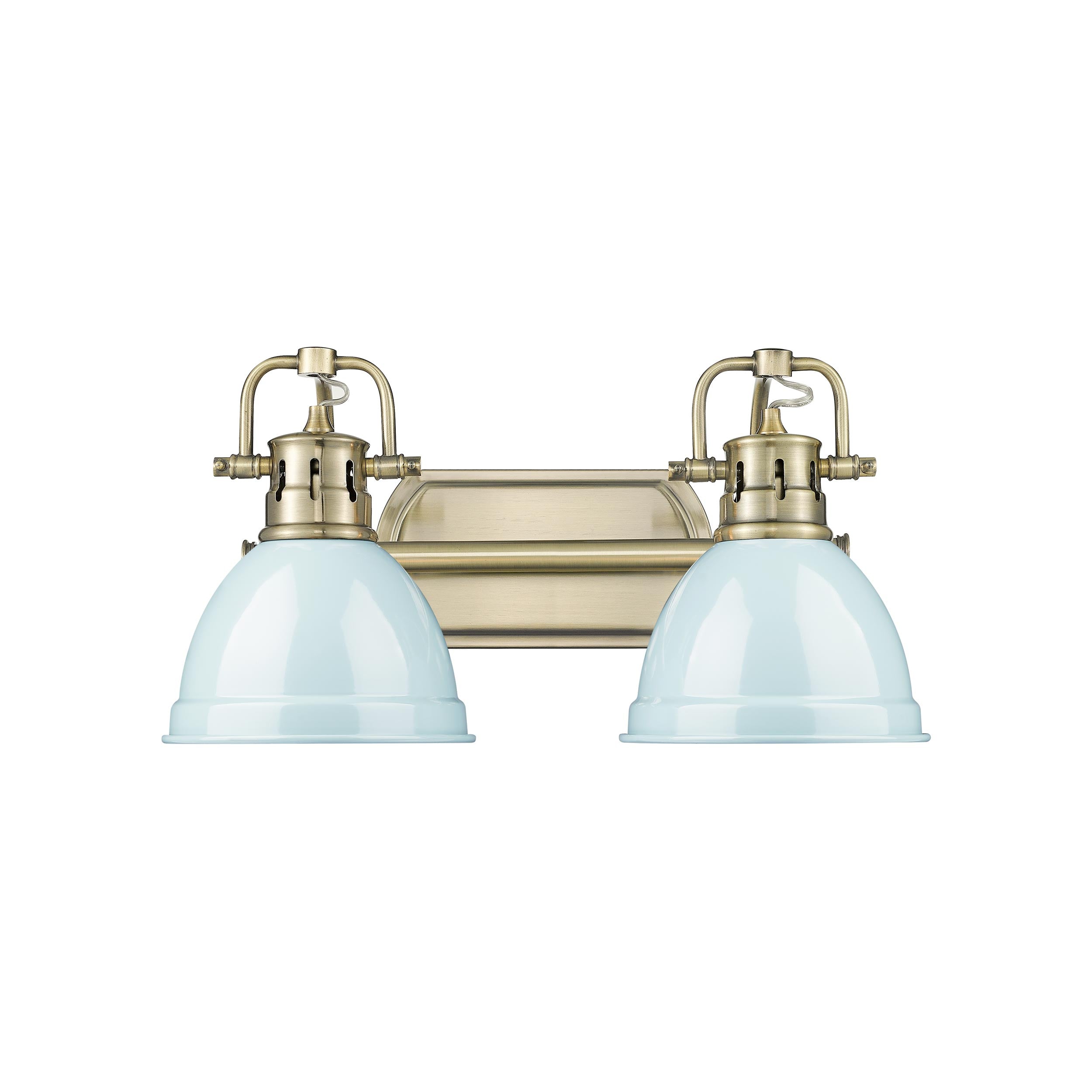 Yep by Golden Lighting Duncan 2-light Vanity in Aged Brass and Seafoam shade - - Golden Lighting