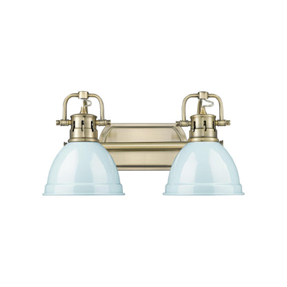 Yep by Golden Lighting Duncan 2-light Vanity in Aged Brass and Seafoam shade - - Golden Lighting