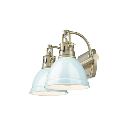 Yep by Golden Lighting Duncan 2-light Vanity in Aged Brass and Seafoam shade - - Golden Lighting