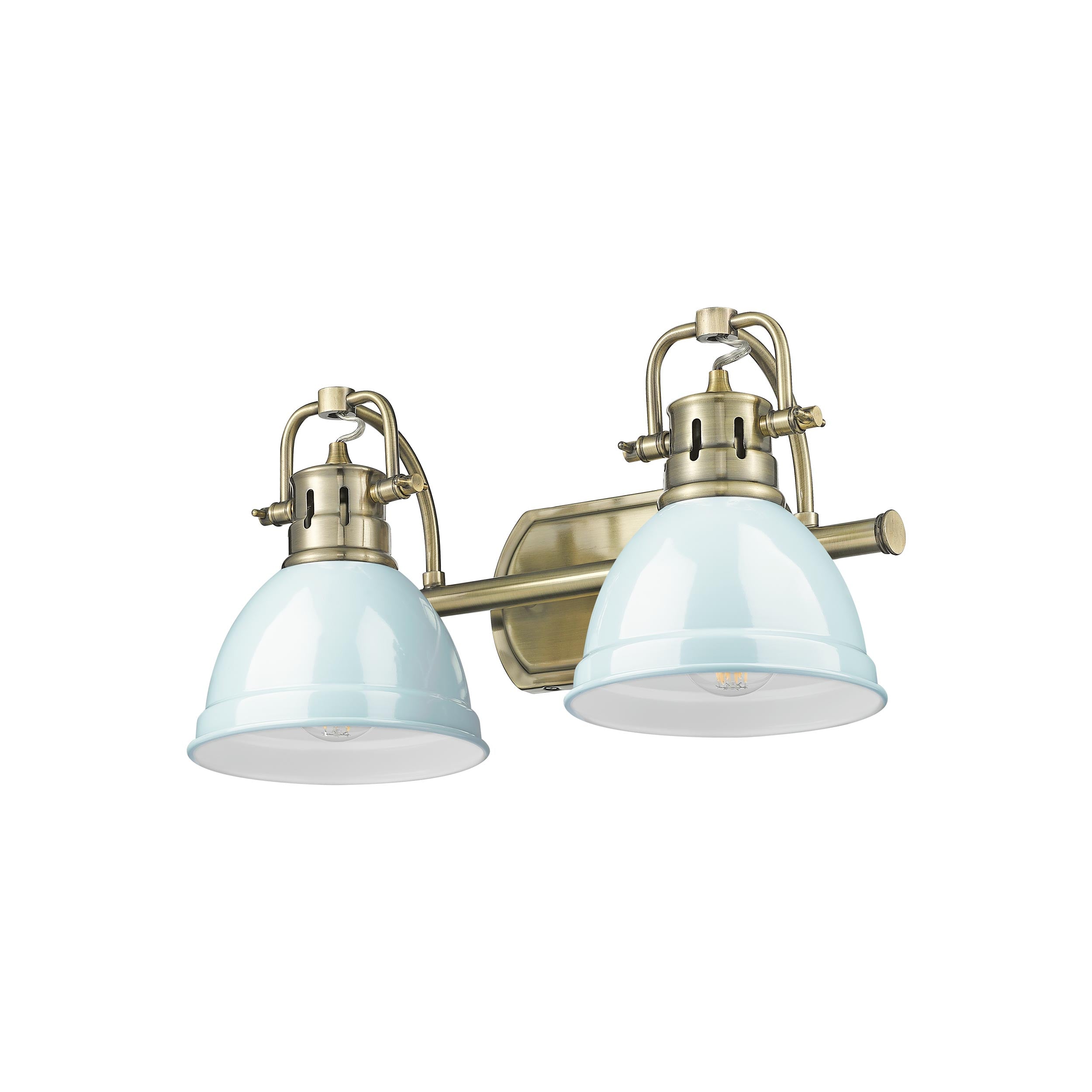 Yep by Golden Lighting Duncan 2-light Vanity in Aged Brass and Seafoam shade - - Golden Lighting