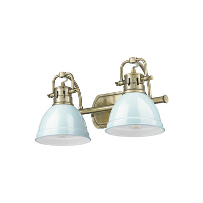 Yep by Golden Lighting Duncan 2-light Vanity in Aged Brass and Seafoam shade - - Golden Lighting
