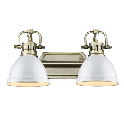 Yep by Golden Lighting Duncan 2-light Vanity in Aged Brass and White shade - - Golden Lighting