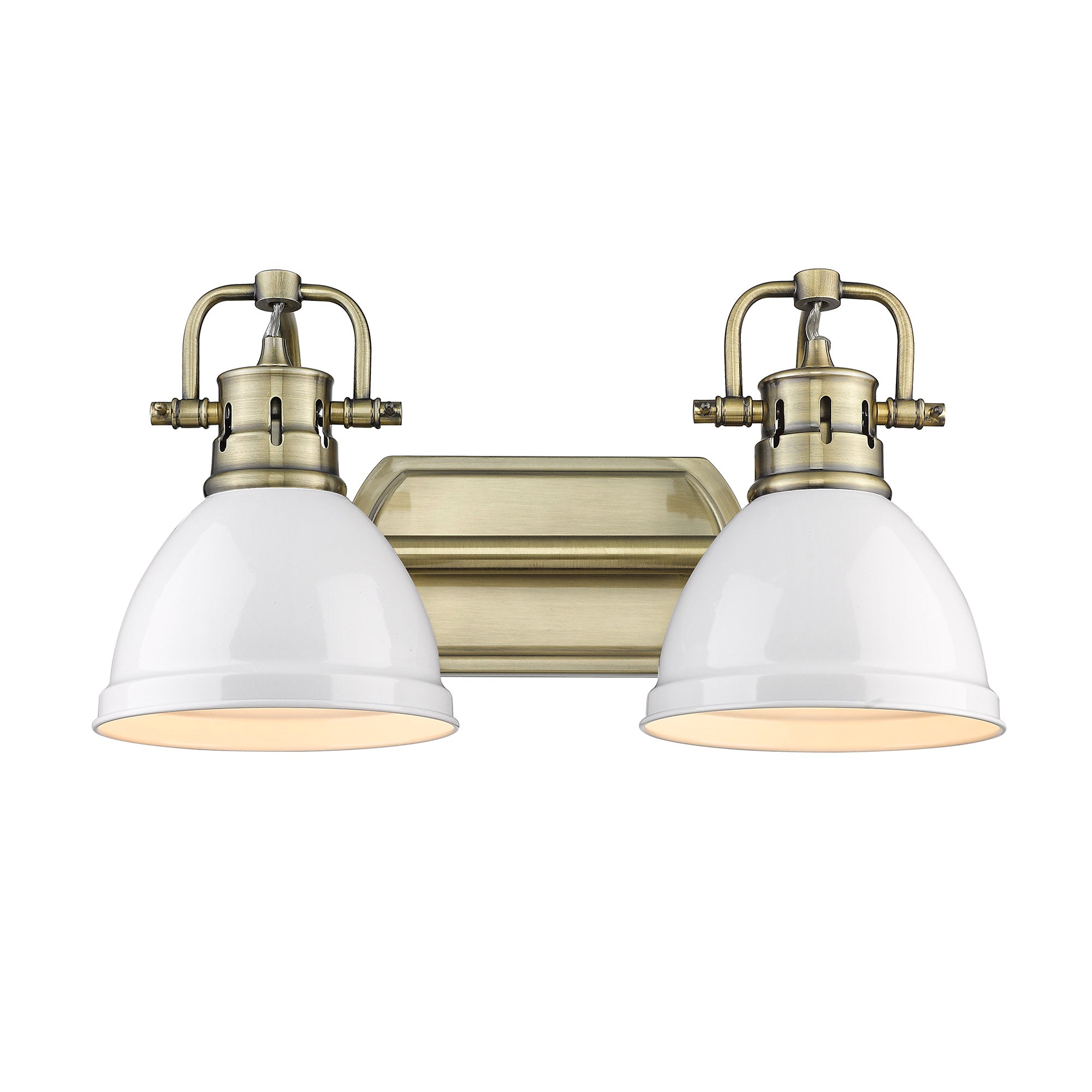 Yep by Golden Lighting Duncan 2-light Vanity in Aged Brass and Matte White shade - - Golden Lighting