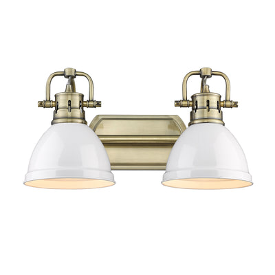 Yep by Golden Lighting Duncan 2-light Vanity in Aged Brass and Matte White shade - - Golden Lighting