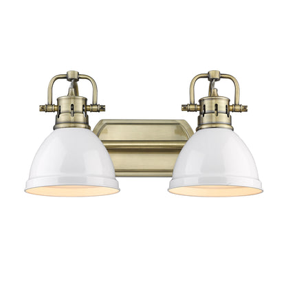 Yep by Golden Lighting Duncan 2-light Vanity in Aged Brass and Matte White shade - - Golden Lighting