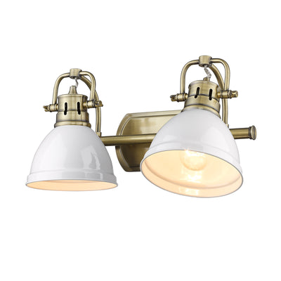 Yep by Golden Lighting Duncan 2-light Vanity in Aged Brass and White shade - - Golden Lighting