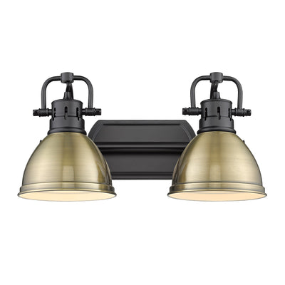 Yep by Golden Lighting Duncan 2-light Vanity in Matte Black and Aged Brass shade - - Golden Lighting