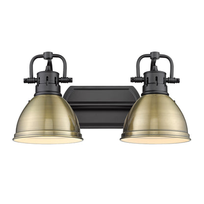 Yep by Golden Lighting Duncan 2-light Vanity in Matte Black and Aged Brass shade - - Golden Lighting
