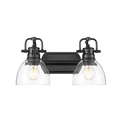 Yep by Golden Lighting Duncan 2-light Vanity in Matte Black and Clear Glass - - Golden Lighting