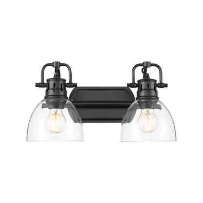 Yep by Golden Lighting Duncan 2-light Vanity in Matte Black and Clear Glass - - Golden Lighting