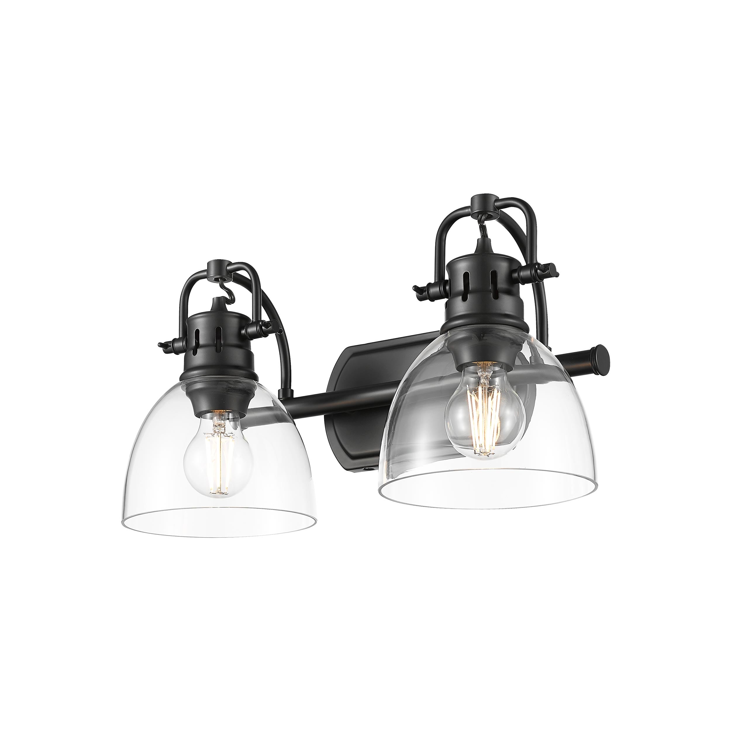Yep by Golden Lighting Duncan 2-light Vanity in Matte Black and Clear Glass - - Golden Lighting