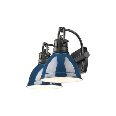 Yep by Golden Lighting Duncan 2-light Vanity in Matte Black and Navy Blue shade - - Golden Lighting