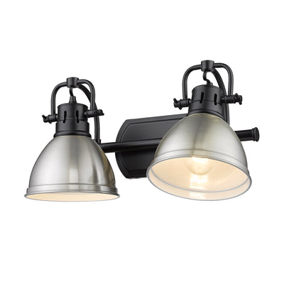 Yep by Golden Lighting Duncan 2-light Vanity in Matte Black and Pewter shade - - Golden Lighting