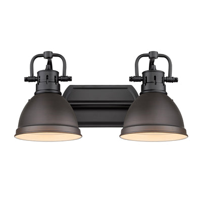 Yep by Golden Lighting Duncan 2-light Vanity in Matte Black and Rubbed Bronze shade - - Golden Lighting