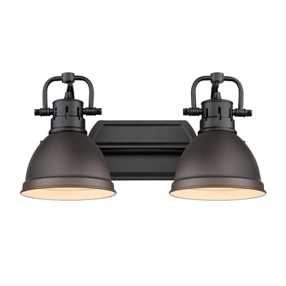 Yep by Golden Lighting Duncan 2-light Vanity in Matte Black and Rubbed Bronze shade - - Golden Lighting