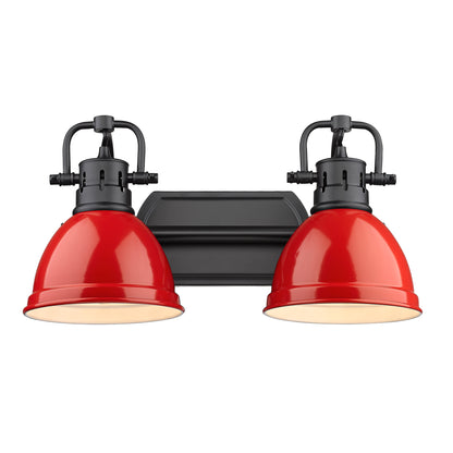 Yep by Golden Lighting Duncan 2-light Vanity in Matte Black and Red shade - - Golden Lighting