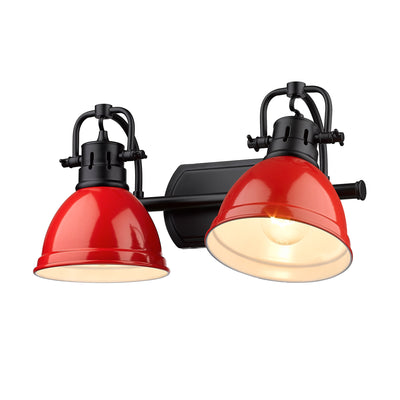 Yep by Golden Lighting Duncan 2-light Vanity in Matte Black and Red shade - - Golden Lighting