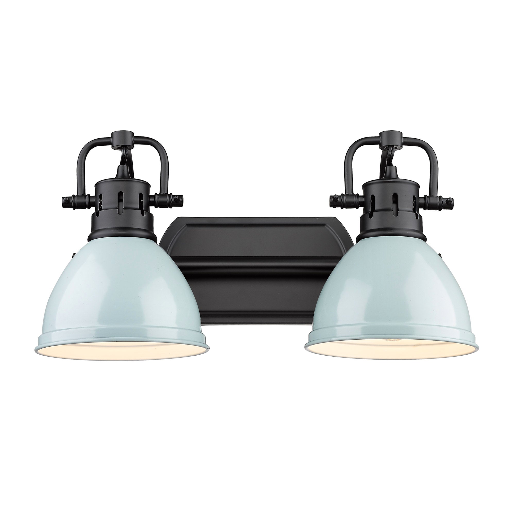 Yep by Golden Lighting Duncan 2-light Vanity in Matte Black and Seafoam shade - - Golden Lighting
