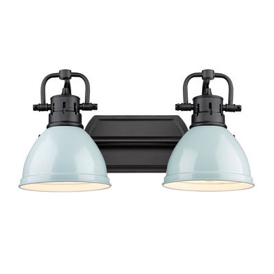 Yep by Golden Lighting Duncan 2-light Vanity in Matte Black and Seafoam shade - - Golden Lighting