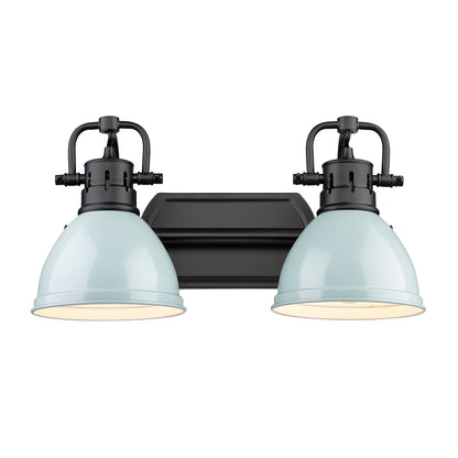 Yep by Golden Lighting Duncan 2-light Vanity in Matte Black and Seafoam shade - - Golden Lighting