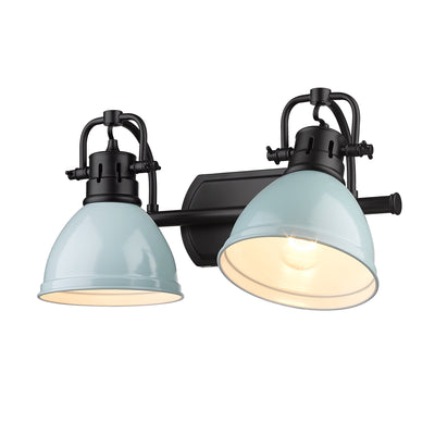 Yep by Golden Lighting Duncan 2-light Vanity in Matte Black and Seafoam shade - - Golden Lighting