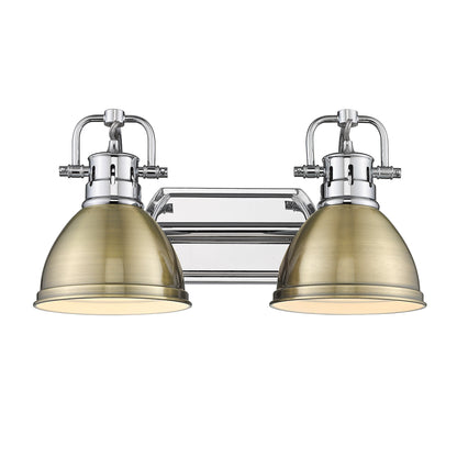 Yep by Golden Lighting Duncan 2-light Vanity in Chrome and Aged Brass shade - - Golden Lighting