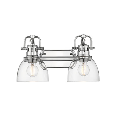 Yep by Golden Lighting Duncan 2-light Vanity in Chrome and Clear Glass - - Golden Lighting