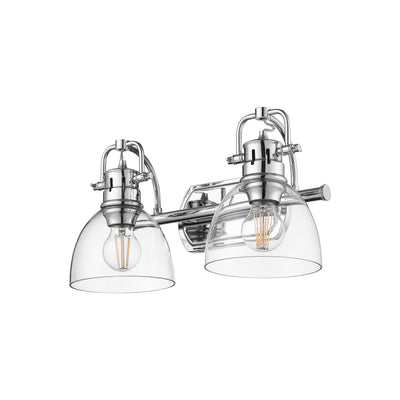 Yep by Golden Lighting Duncan 2-light Vanity in Chrome and Clear Glass - - Golden Lighting