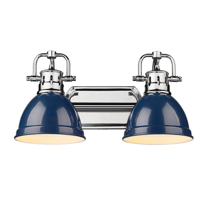 Yep by Golden Lighting Duncan 2-light Vanity in Chrome and Navy Blue shade - - Golden Lighting