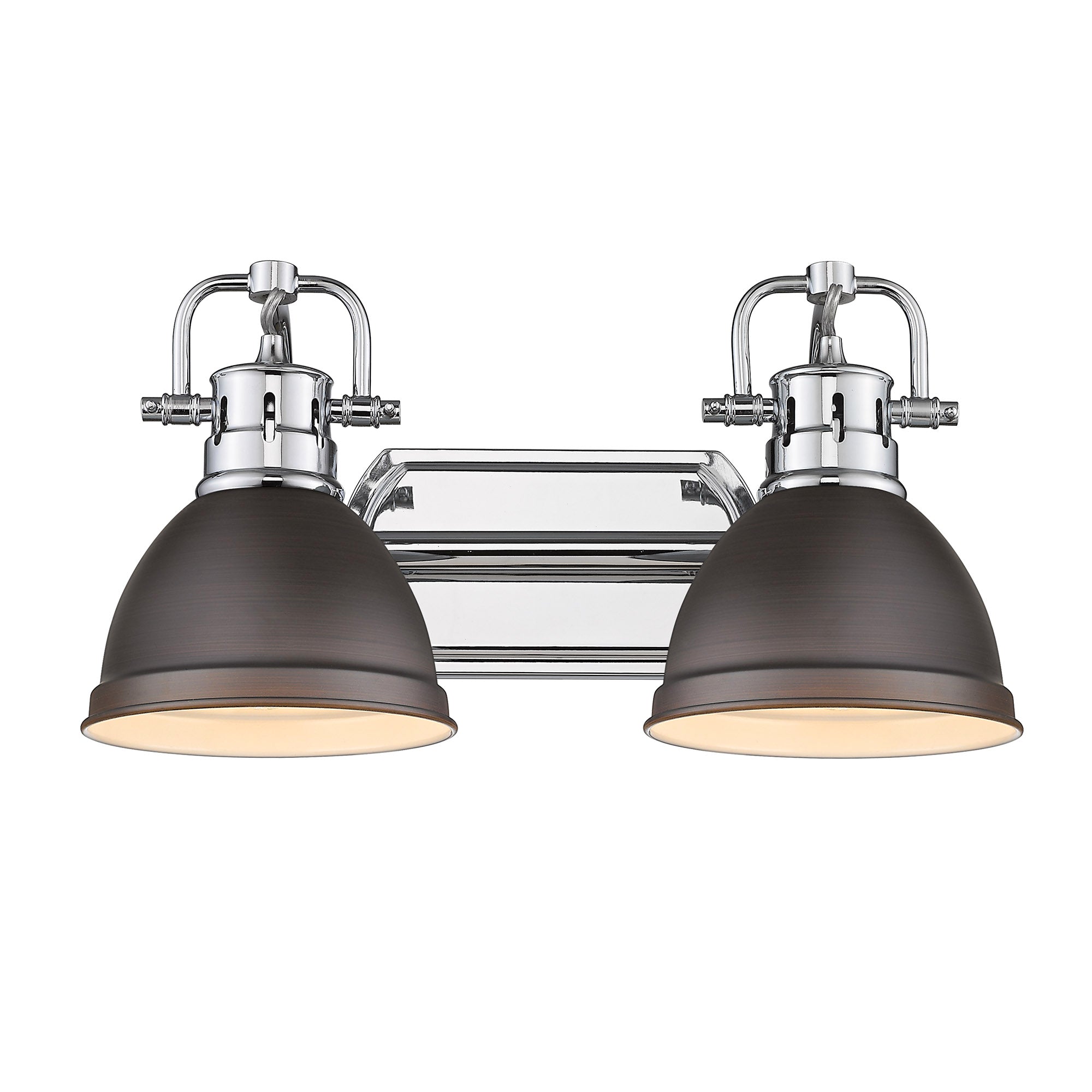 Yep by Golden Lighting Duncan 2-light Vanity in Chrome and Rubbed Bronze shade - - Golden Lighting