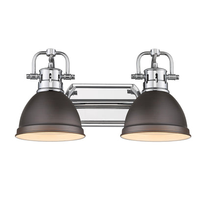Yep by Golden Lighting Duncan 2-light Vanity in Chrome and Rubbed Bronze shade - - Golden Lighting