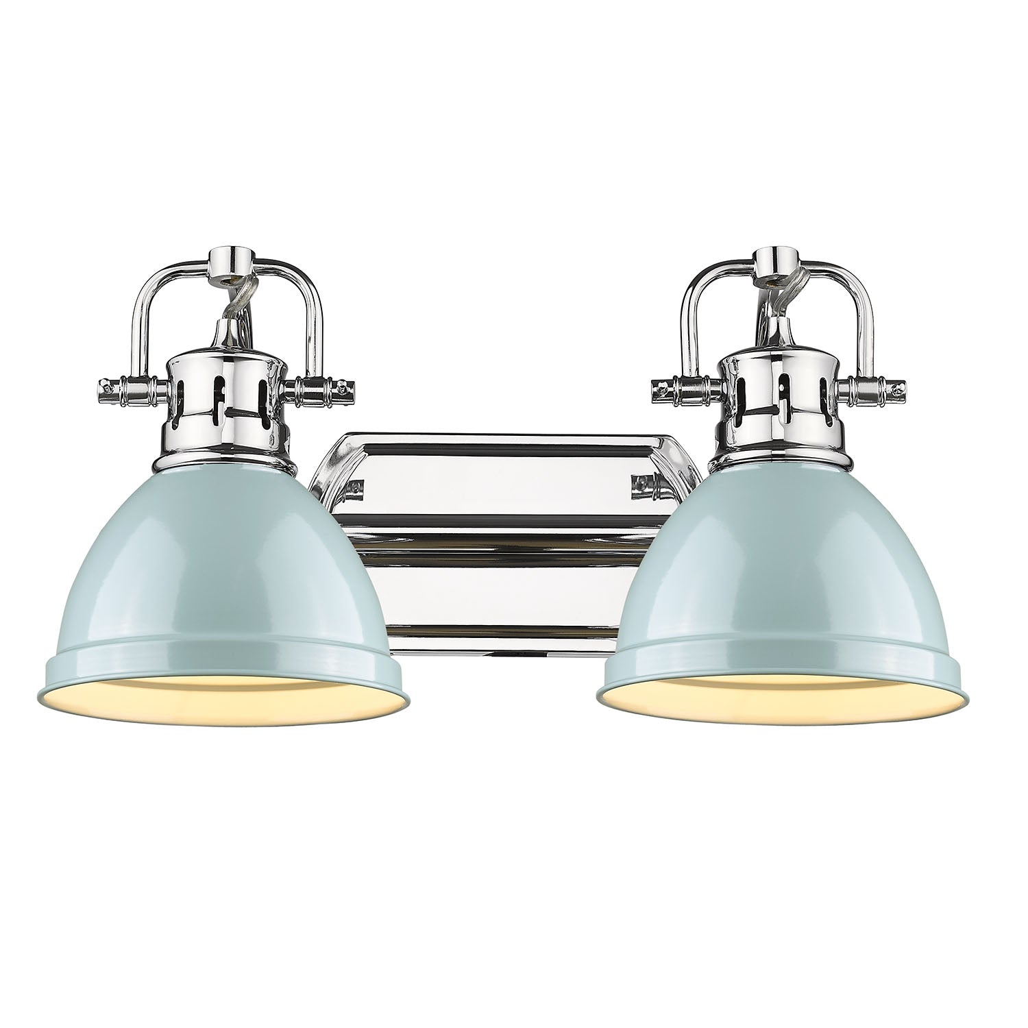 Yep by Golden Lighting Duncan 2-light Vanity in Chrome and Seafoam shade - - Golden Lighting