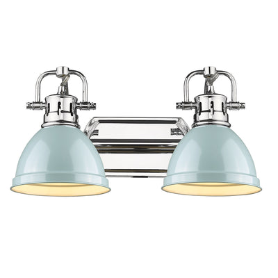 Yep by Golden Lighting Duncan 2-light Vanity in Chrome and Seafoam shade - - Golden Lighting