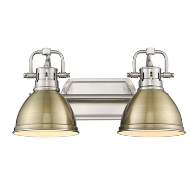Yep by Golden Lighting Duncan 2-light Vanity in Pewter and Aged Brass shade - - Golden Lighting