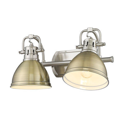 Yep by Golden Lighting Duncan 2-light Vanity in Pewter and Aged Brass shade - - Golden Lighting
